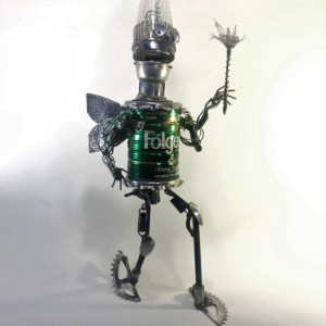 Found Object Robot "the Fairy of Decaffenation" Assemblage Scuplture