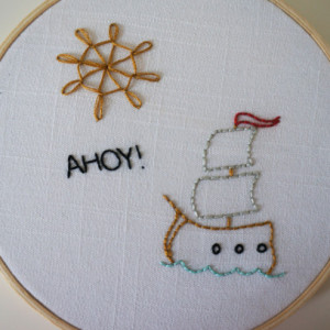 AHOY Nautical Embroidery Hoop Nursery Decor, Boat Nursery Art, Nautical Nursery Art, Embroidery Hoop Art, Nautical Decor, Baby Boy Art