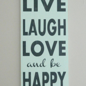 Live, Laugh, Love and be Happy - Distressed Wood Typography Sign - Yellow and Gray - Home Decor Sign - Fixer Upper Sign