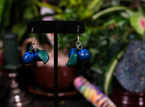 Polymer clay Blueberry earrings