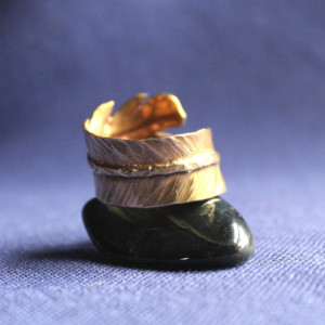 Brass Feather Adjustable Ring
