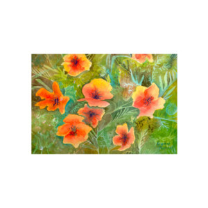 Orange Poppies Study, Print from Original Watercolor, 8x10