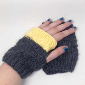 Color block fingerless gloves