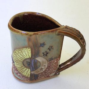 Sun and Moon Pottery Mug Coffee Cup Handmade Functinal 
