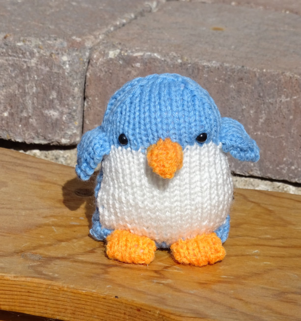 Penguin, Blue Toy, Stuffed  Penguin, Small Toy, Hand Knitted Toy, Plush Penguin, Baby Toy