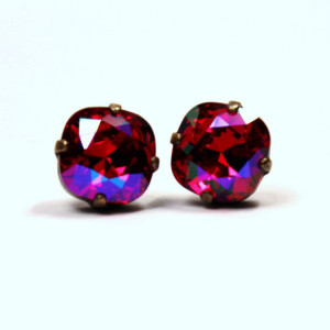 Fuchsia Swarovski Crystal Stud Earrings