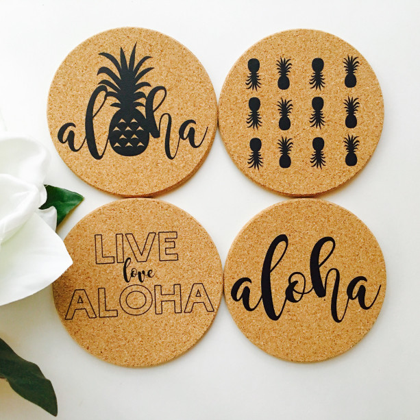 Hawaii Coaster Set ~ Hawaii Coaster ~ Aloha Coaster ~ Live Aloha Coaster ~ Pineapple Coaster ~ Hawaii Coaster Set