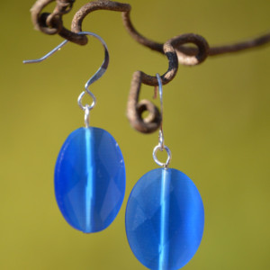 Blue Oval Earrings