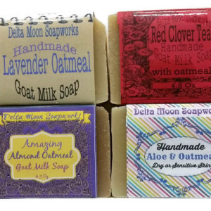 Oatmeal Goat Milk Soap 4 bars- dry skin, sensitive skin, Olive oil soap, gift soap, eco friendly, palm-free, sulfate free, itchy skin, mild