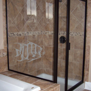 Tropical Fish Design Two - Coastal Design Series - Etched Decal - Shower Doors, Sliding Glass Doors & Windows - Available in different sizes