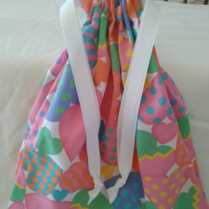 Drawstring Bag with Hearts, Valentines Day Gift Bag, Cute Gift For Her, Gift for Girlfriend on Valentines Day, Cloth Gift Bag