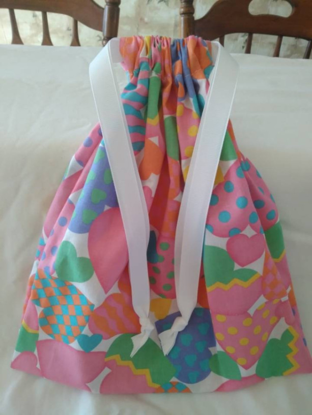 Drawstring Bag with Hearts, Valentines Day Gift Bag, Cute Gift For Her, Gift for Girlfriend on Valentines Day, Cloth Gift Bag