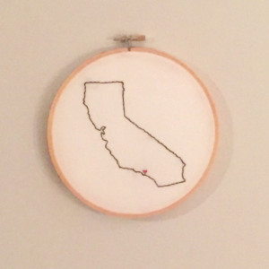 Custom California Embroidery Hoop Art Wall Hanging