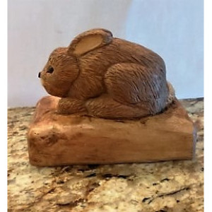 Hand Carved Wood Bunny Woodcarving One of a Kind