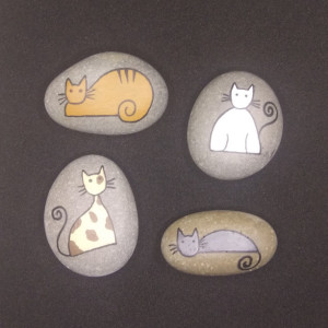 Cats Painted Rocks Set