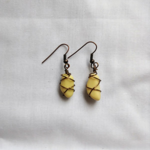 Yellow milk glass earrings, yellow sea glass earrings, milk glass jewelry, sea glass jewelry, yellow earrings, yellow milk glass