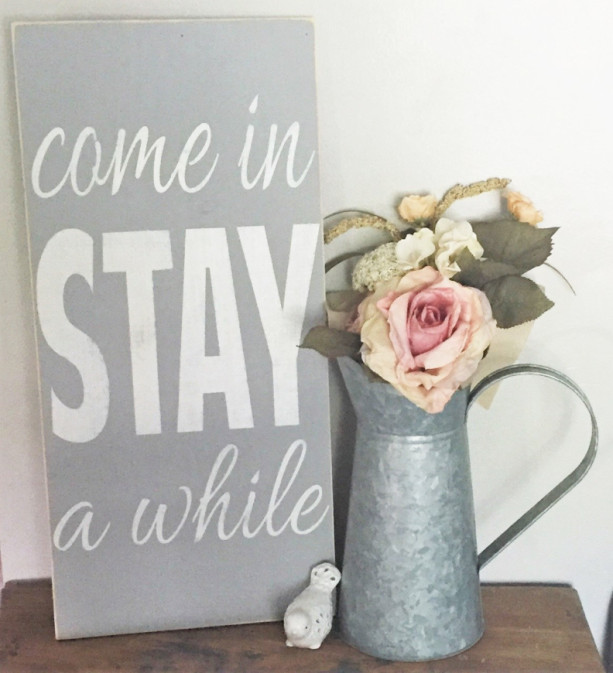 Come in stay a while - Distressed Wood Sign, Home Decor Sign, Living Room Decor, Fixer Upper Sign, Wood Art Sign, Entryway Decor