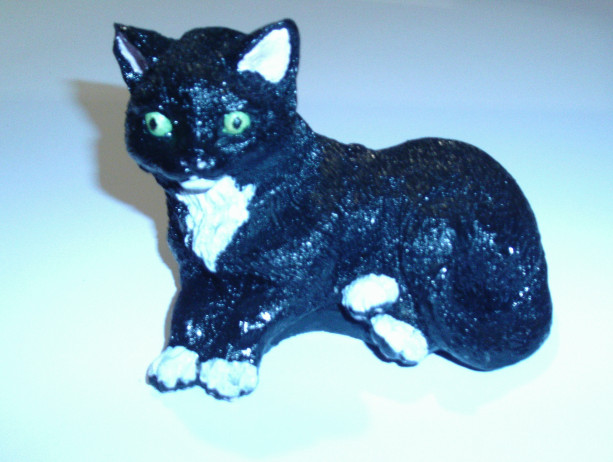 Small Black and White Cat Statue
