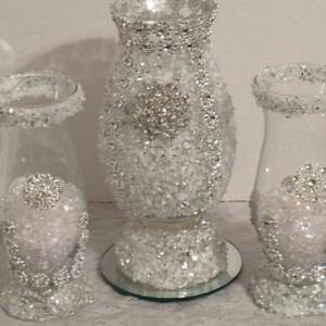 Bling Wedding Centerpiece Candleholder Vase Set