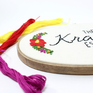 Floral Last Name Custom Embroidery Hoop Art
