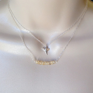 Silver Citrine Necklace - November Birthstone Jewelry  - Tiny Sterling Silver Curved Bar Gemstone Necklace - Gemstone Necklace - Mothers Day