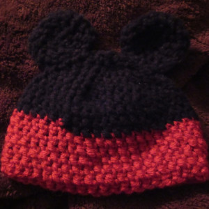 Newborn sized Mickey Mouse hat
