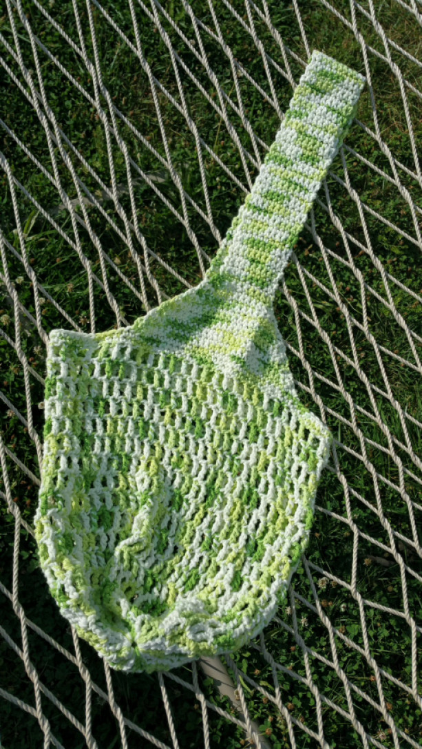 Large cotton market/ beach bag - green variegated color
