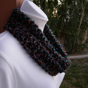 SUMMER COWL SCARF, Dark Teal Blue, Brown, Rust Red, Purple, Small Short Infinity Loop Crochet Knit Soft Lightweight, Ready to Ship in 2 Days
