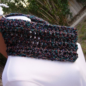 SUMMER COWL SCARF, Dark Teal Blue, Brown, Rust Red, Purple, Small Short Infinity Loop Crochet Knit Soft Lightweight, Ready to Ship in 2 Days
