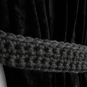 Dark Gray Curtain Tiebacks, Curtain Tie Backs, One Pair, Solid Dark Grey, Drapery Ties Ties, Drapes Holders, Crochet Knit..Ready to Ship & Custom