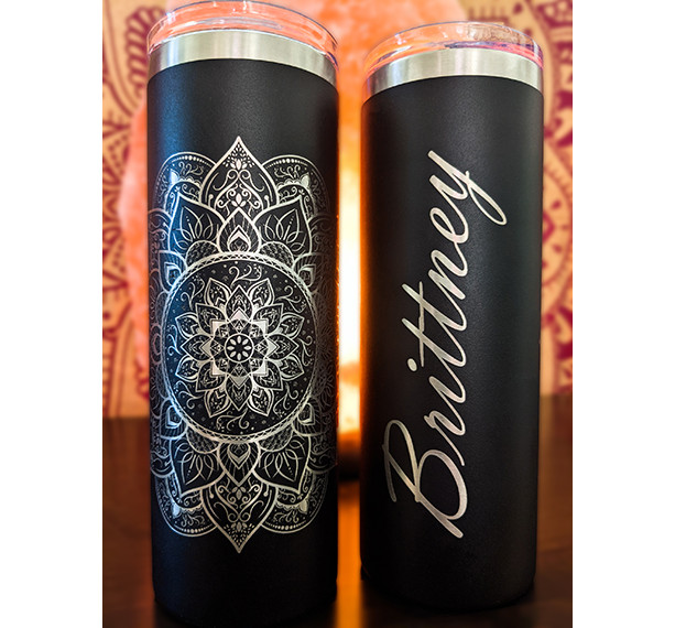 Mandala Tumbler 20oz - Personalized Custom Tumbler - Tumbler with Lid & Metal Straw - Bridesmaid gift - Christimas Gift - Gift for her