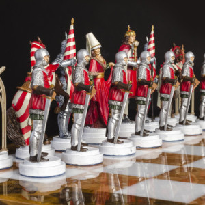 Handmade Tin Chess set Hungarian - hand painted