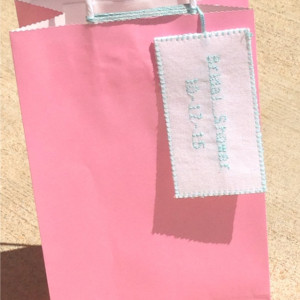 2" x 3 3/4" (10) Handmade. Fabric. Personalized Tags. Wedding. Birthday. Bridal Shower. Baby Shower. Gift Bag Tags. Favor Tags. DMC Floss.