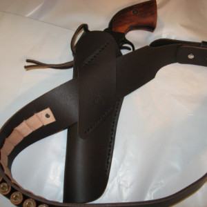 Cross Draw Cowboy Western Leather Holster & Gun Belt Rig 4-1/2" to 9-1/2" Barrel