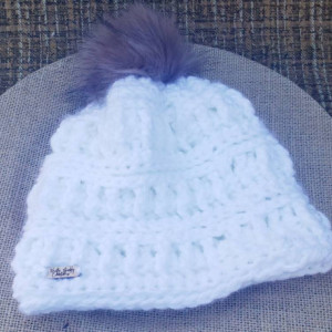 Pure white soft crochet handmade beanie hat