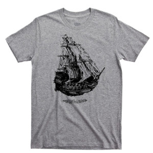 Flying Dutchman's Ship Men's T Shirt, Sailing Under The Sea Davy Jones Locker Shipwreck Pirate Treasure Ocean Deep Unisex Cotton Tee Shirt