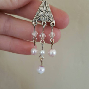 Dangling Silver and Pink Earrings