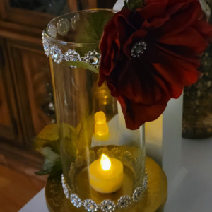 Red Peony Vause/ Candle Holder