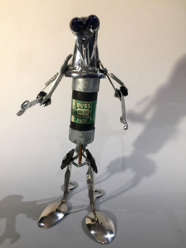 MISTER BUSTER FUSE ASSEMBLAGE ROBOT SCULPTURE BY JEFFERY WEATHERFORD