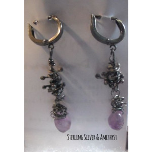 Amethyst and Sterling Silver Leverback earrings