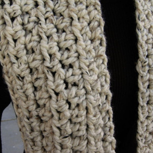 INFINITY SCARF Loop Cowl Oatmeal Beige Light Brown Tweed, Color Options, Crochet Knit, Thick Soft Wool Blend Winter Circle Wrap..Ready to Ship in 3 Days