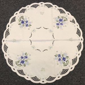 Table cover cloth handmade blue flower 33" round