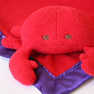 Red crab Security Blanket, Lovey Blanket, Satin, Baby Blanket, Stuffed Animal, Baby Toy - Customize Color - Monogramming Available