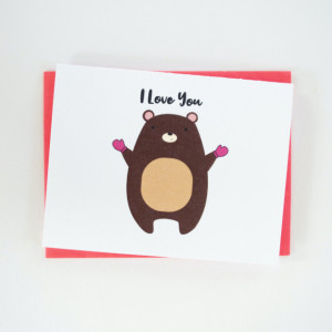 I Love You Beary Much Greeting Card (Cute Bear Inside)