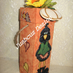 Fall Theme Wine Box, Tole Painted Boxs, Crows, Stash Boxs
