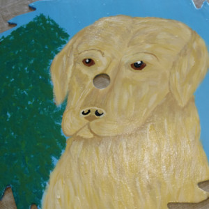 Original Dog Painting Labrador Retriever Black Yellow Chocolate German Shepherd Pet Portrait on Saw Blade Rustic Wall Art Home Office Decor