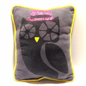 Owl in a Pink Hat T-shirt pillow 