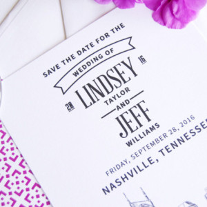Nashville Water View Skyline Wedding Save the Date Cards (set of 25 cards)