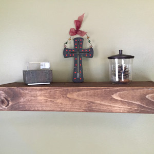 FREE SHIPPING 42" Wood Floating Shelf  Rustic Design  20 Finish Colors Avail  Hand Made to Order