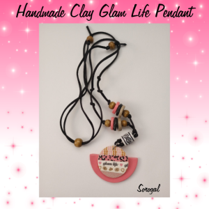 Handmade Clay Glam Life Pendant Necklace Bohemian Tribal Ethnic